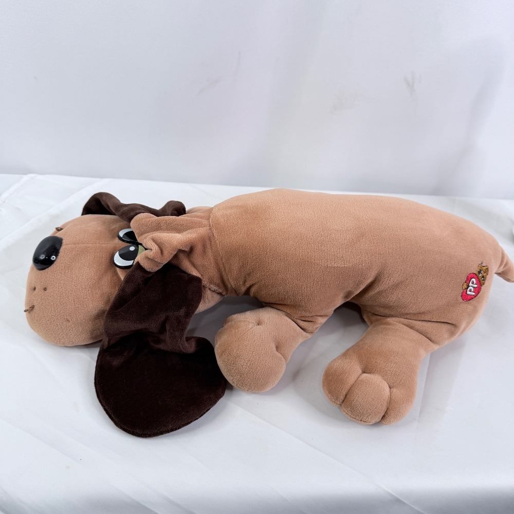 Pound Puppies Plush Dog Tan Brown Floppy Ears Red Heart Logo Stuffed Animal Toy